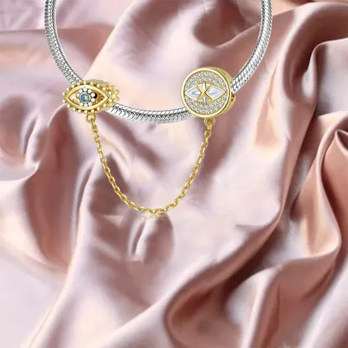 Vista 2 de Abalorios de plata de ley 925 para pulsera y joyería de la suerte, abalorios de Hamsa de Fátima, abalorios europeos compatibles con el mal de ojo