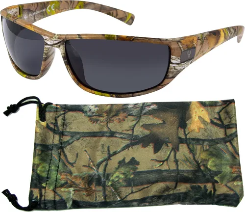 Vista 7 de Hornz Lentes de sol polarizados de camuflaje Brown Forest para hombre, WhiteTail, bolsa de microfibra a juego gratis Marrón Bosque Camo