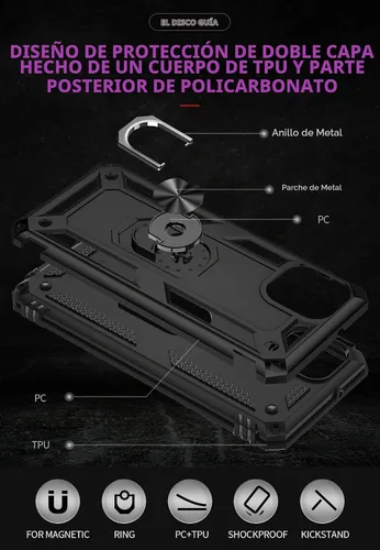 Vista 6 de Funda para Samsung Galaxy A04E con [2 unidades] Protector de pantalla de vidrio templado, para Galaxy A04e Heavy Duty Armor [Grado Militar]