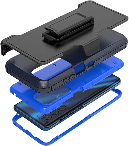 Vista 9 de Funda compatible con Motorola Edge 2021/Edge 5G UW 2021, resistente, a prueba de golpes, protección de cuerpo completo, con funda de clip para Negro