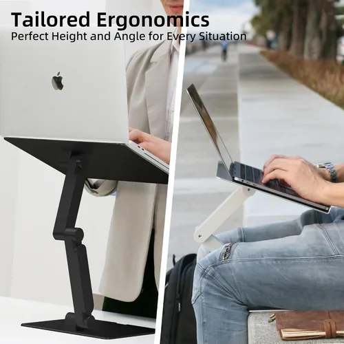 Vista 2 de Rmour MT2 - Soporte ajustable para laptop para escritorio, soporte plegable de aluminio para laptop, soporte elevador de pie para laptop, compatible