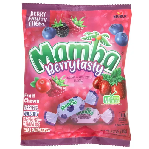 Vista 5 de Mamba Berry - Deliciosos masticables de frutas, piezas envueltas individualmente, golosinas de relleno de caramelos, 3.52 onzas (paquete de 3)