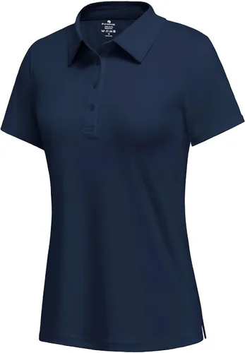 Vista 16 de PINSPARK Polo de golf de 4 botones para mujer, UPF 50+, secado rápido, atlético, camiseta de tenis con cuello, ajuste relajado