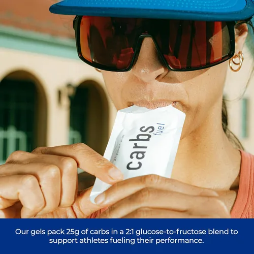 Vista 7 de Geles de Energía Originales Carbs Fuel 24 Gel 25g de Carbohidratos, 100 Calorías por Gel Sin Conservantes ni Agentes Gelificantes Sabor Ligero