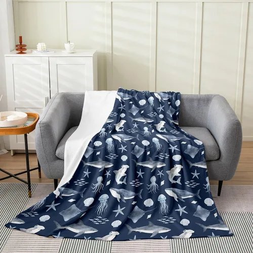 Vista 56 de Erosebridal Hammerhead Shark Flannel Blanket 40x50 Marine Life Fuzzy Plush Throw for Sofa Couch Hammerhead Shark Lover Gifts Ocean Sealife Fleece