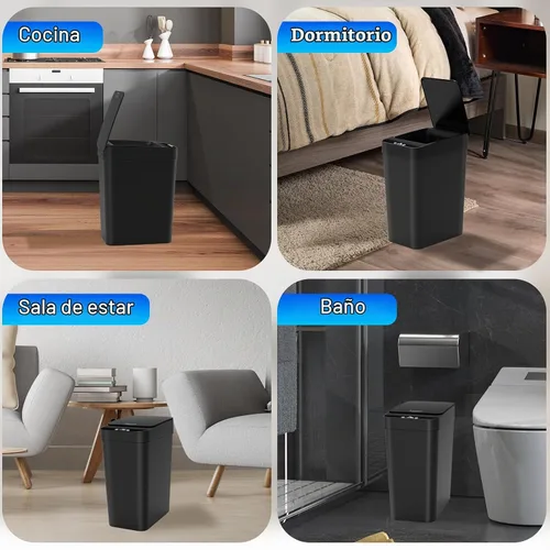 Vista 6 de Paquete de 3 cubos de basura automáticos pequeños para baño con tapa - Cubo de basura sin contacto de 2.5 galones, cubo de basura inteligente