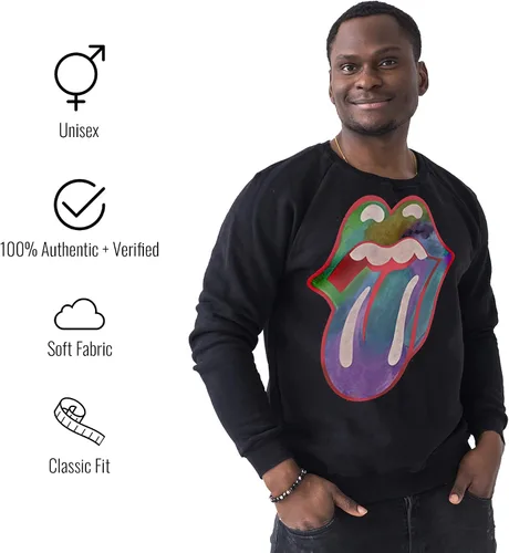 Vista 2 de Sudadera gráfica unisex con logotipo de la lengua de Rolling Stones - Negro