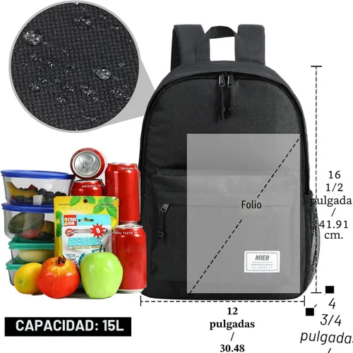 Vista 2 de MIER - Mochila térmica aislante pequeña a prueba de fugas, ligera y linda para hombres y mujeres para trabajar, picnic, camping, parque o viajes