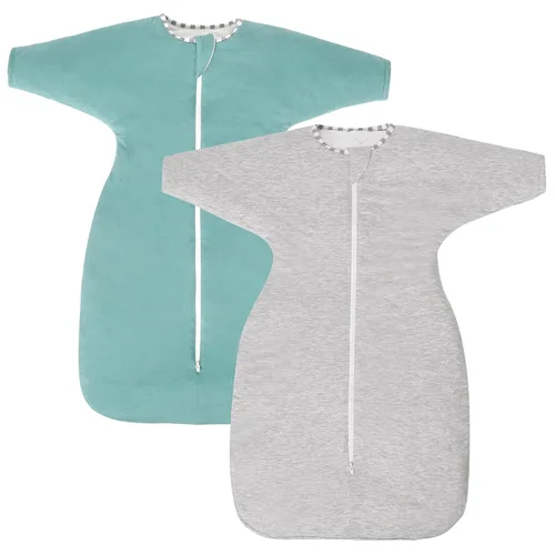 Vista 11 de PuppyPaws - Saco de dormir para bebé, 1.5 TOG, envolvente de transición con mangas largas con brazos hacia arriba y puños de manoplas, saco de Verde