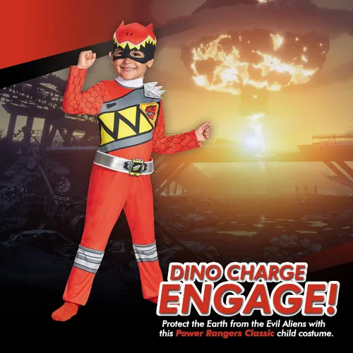 Vista 5 de Disfraz de Ranger Rojo Dino Charge para niño