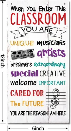 Vista 2 de Letreros motivacionales de madera, decoración colgante para aula, arte de pared musical, letrero de bienvenida, regalo para profesor de música