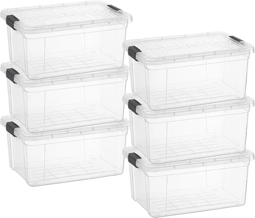 Vista 36 de Superio - Contenedores de almacenamiento de plástico transparente de 1.27 cuartos de galón con tapas, contenedores organizadores apilables, cajas