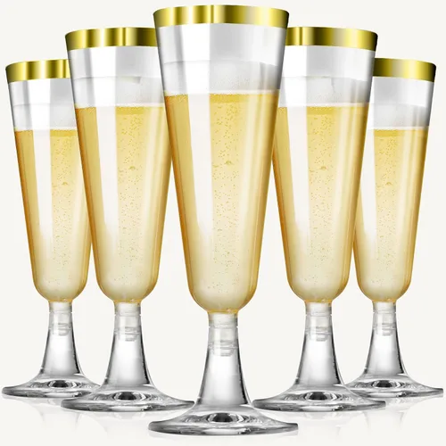 Vista 9 de SUREHOME - Copas de champán de plástico desechables transparentes, copas acrílicas de 5.5 oz para brindis de bodas, baby shower, fiesta