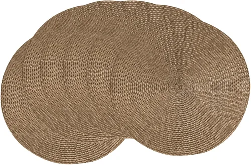 Vista 17 de AHHFSMEI Juego de 6 manteles individuales redondos trenzados de 15 pulgadas para mesas de comedor, tejido natural, resistentes al calor, color beige