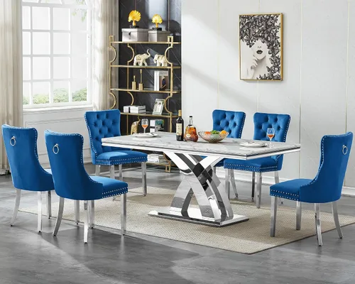 Vista 32 de Juego de mesa de comedor de 5 piezas para 4, mesa de cocina de mármol negro de 68 pulgadas con 4 sillas beige, mesa de comedor rectangular moderna