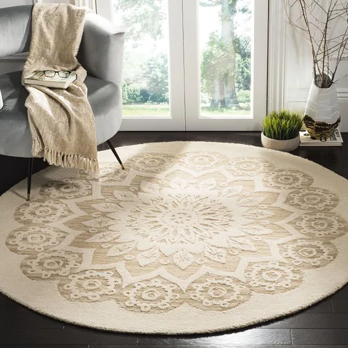 Vista 11 de SAFAVIEH Blossom Collection - Alfombra decorativa, 2 x 3 pies, color marfil y beige, lana hecha a mano, ideal para zonas de alto tráfico en entrada