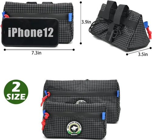 Vista 3 de Bolsa para Manillar de Bicicleta Vortika, Paquete de Cesta Frontal para Bicicleta Infantil, Bolsa Impermeable para Bicicletas, Bolsa Pequeña
