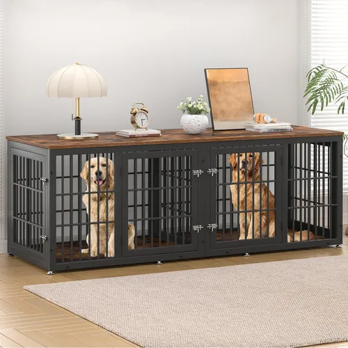 Vista 11 de rehomerance Mueble de jaula de perro resistente de 26 pulgadas para perros pequeños, mesa auxiliar decorativa para casa de mascotas, muebles de Negro