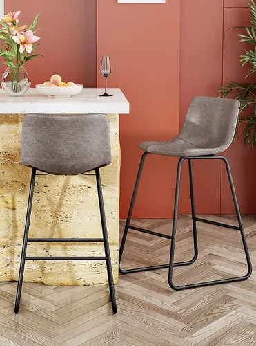 Vista 18 de YaFiti - Juego de 2 sillas de comedor de 18 pulgadas, sillas modernas tapizadas para comedor con cojines de piel sintética y patas de metal, silla