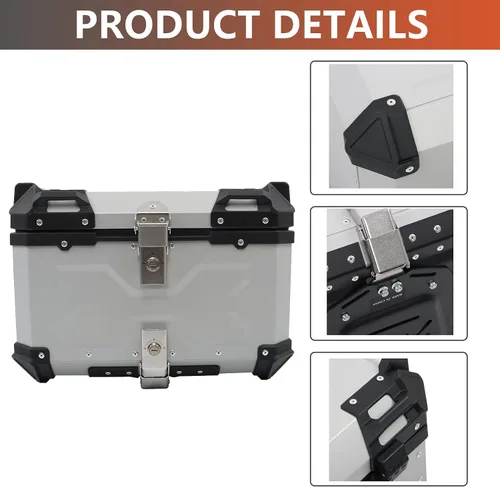 Vista 3 de labwork 55L Caja de Equipaje Superior para Motocicleta con Respaldo y Placa de Montaje, Aluminio Duro Resistente al Agua con Cerradura de Seguridad