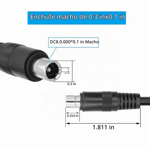 Vista 2 de GINTOOYUN 2 PCS DC8020 Conector Pigtail Cable, DC 8.0MM x 2.0MM Macho Enchufe a Cable Desnudo Cable de Alimentación de Extremo Abierto, 3.3 ft