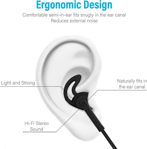 Vista 3 de ARC - Auriculares intraurales con cable, auriculares con micrófono, control de volumen deslizante, aislamiento de ruido, almohadillas