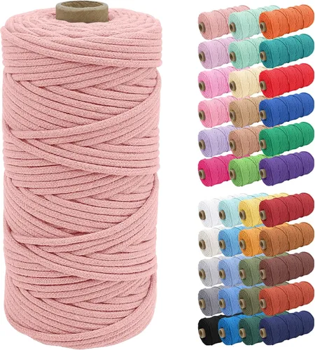 Vista 24 de JeogYong Cuerda de macramé de 0.157 in x 109 yardas, cuerda trenzada de algodón natural, cuerda de macramé para bolsas de ganchillo, colgar