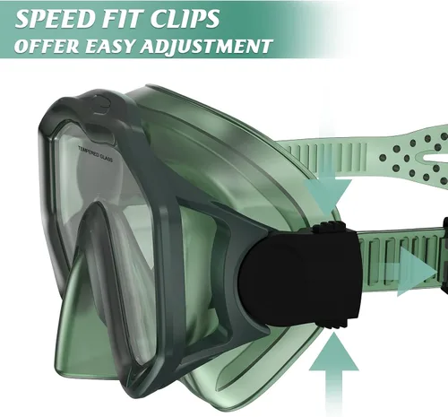 Vista 5 de Snorkeling Gear for Adults, Dry Top Snorkel Mask Set 2 Pack Scuba Diving Mask Snorkel Gear Anti Fog Snorkeling Packages Tempered Glass Panoramic