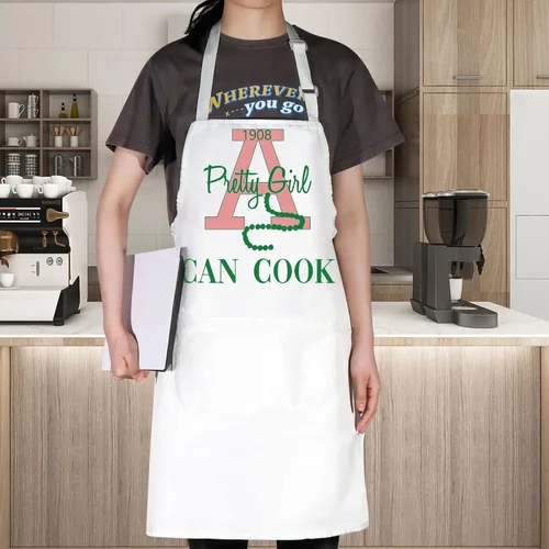 Vista 3 de WZMPA Delantal de cocina para hermandad de mujeres, regalo para niñas, linda niña, puede cocinar, delantal ajustable para cocinar, hornear y asar
