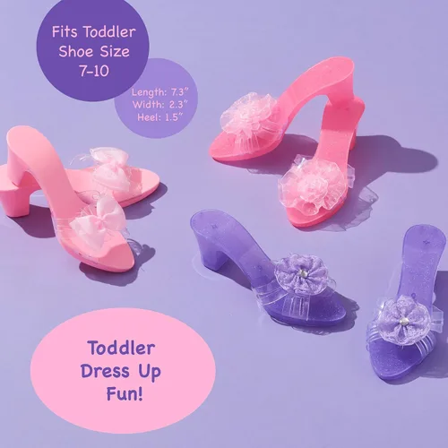 Vista 6 de 3 Pack Dress Up Kids Royalty Heels - Pretend Play High Heels for Kids, Princess Play Dress Shoes - Toddler Size 7-10