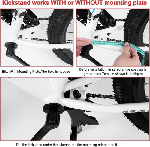 Vista 7 de Soporte para bicicleta, soporte central resistente, doble soporte de bicicleta para bicicletas de adultos, soporte ajustable para bicicletas de 24 a