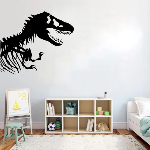 Vista 4 de Calcomanía de pared de dinosaurio, calcomanías de vinilo T-Rex, letrero de dinosaurio, tiranosaurio Rex, decoración de pared extraíble para Negro