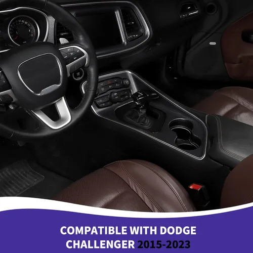 Vista 3 de RAZPOY Cubierta de la perilla de la palanca de cambios, protector de manija, accesorios interiores compatibles con Dodge Challenger Charger Negro