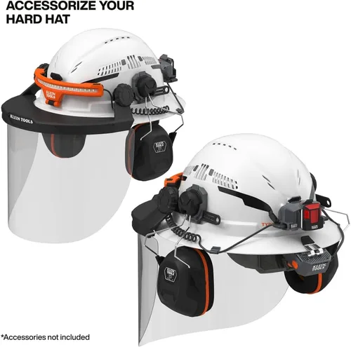 Vista 9 de Klein Tools Type 2 Hard Hat, Vented Full Brim, Class C, 6-Point Suspension with Accessory Mounts