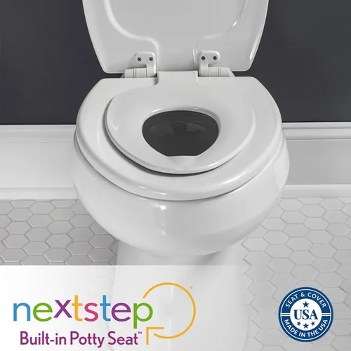 Vista 10 de Mayfair NextStep2 - Asiento de inodoro de cierre lento con asiento para orinal integrado para niños pequeños, desmontable, color blanco, redondo