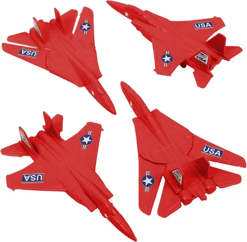 Vista 7 de TimMee Aviones de combate de plástico para hombres del ejército: 4 aviones negros – fabricados en EE. UU