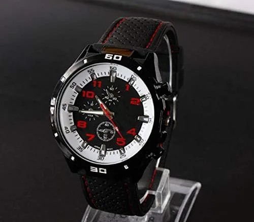 Vista 3 de LsvtrUS GT Racer - Reloj deportivo para hombre, estilo militar, aviador, militar, de silicona, color negro