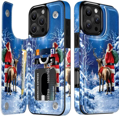 Vista 334 de LETO para iPhone 15 Pro Funda tipo cartera - Tapa tipo folio con patada - Diseños de moda - Tarjetero - Funda protectora para mujeres y niñas - 6.1