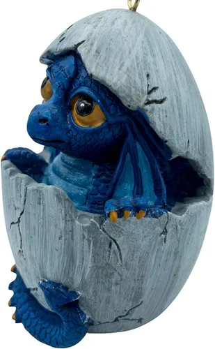 Vista 2 de Figura de adorno de árbol de Navidad con diseño de dragón azul bebé