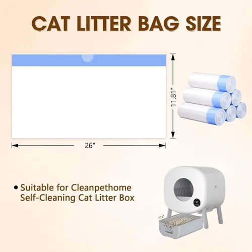 Vista 2 de 120 forros para caja de arena para gatos para Fumoi y Fsitego, caja de arena autolimpiante, bolsas de arena para gatos extragruesas y resistentes