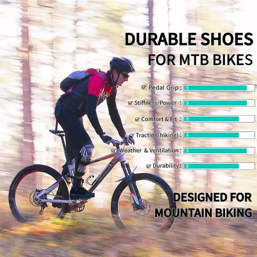 Vista 6 de Zapatos de ciclismo MTB para hombre para bicicleta de montaña para pedales planos, adecuados para montar en bicicleta de montaña DH Enduro Cross