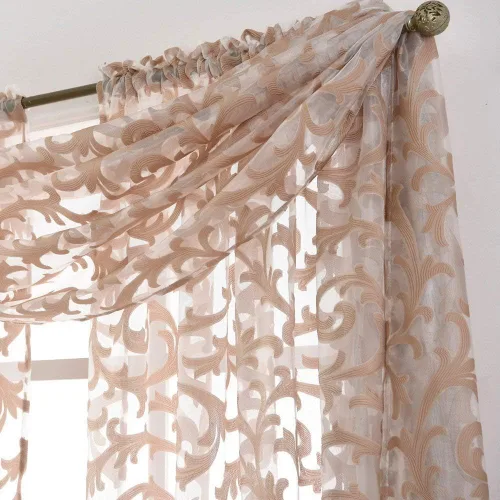 Vista 8 de NAPEARL Cenefa de cortina para ventana color beige, estilo europeo, de jacquard, decorativa, para arco de boda, cortina de cama transparente