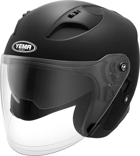 Vista 2 de Casco abierto para motocicleta, YEMA YM-637 aprobado por DOT, medio casco 3/4 con visera solar para adultos, hombres y mujeres