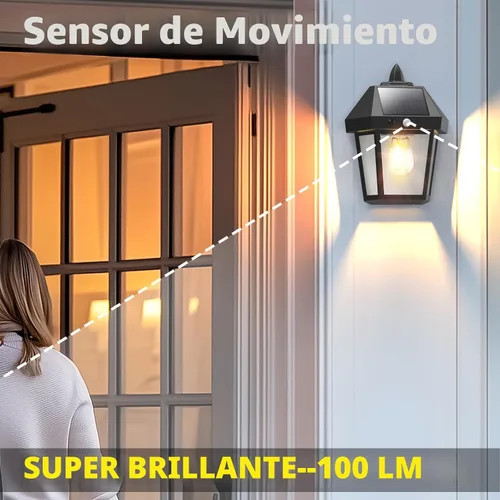 Vista 4 de DERAYSION Luces solares para porche al aire libre, faroles solares de pared de 9 pulgadas con sensor de movimiento, 3 modos de brillo ajustable