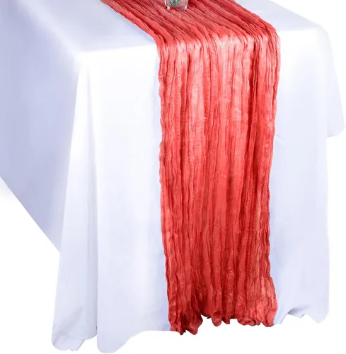 Vista 13 de MIAHART Camino de mesa de estopilla, camino de mesa de gasa de 35 x 120 pulgadas, camino de mesa bohemio para bodas, fiestas, decoración de Negro