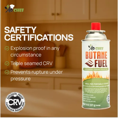 Vista 5 de Jo Chef Recipiente de combustible de butano, cilindro de butano de 8.8 onzas, gas refinado puro para estufa de campamento o uso directamente