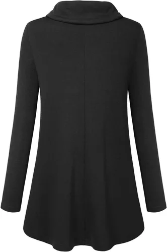 Vista 4 de Bulotus Túnica casual de manga larga con cuello redondo para mujer con bolsillos