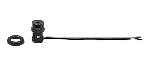 Vista 2 de Creative Hobbies® LP1970 Candelabros fenólicos (E12) Bases con hombro de 1.25 pulgadas y anillo de tornillo - Cables de alambre de 8 pulgadas