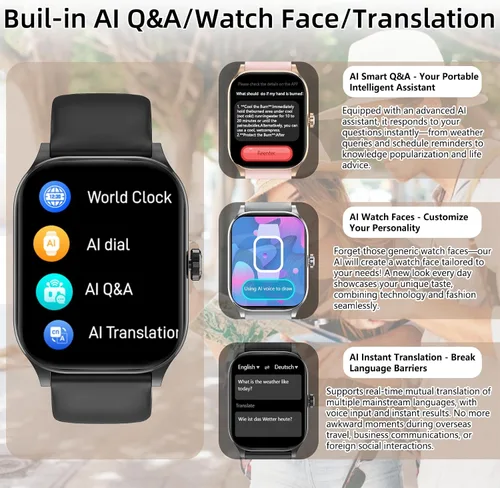 Vista 7 de Reloj inteligente para mujeres y hombres con texto y llamadas, nuevos relojes inteligentes con IA 2025 con monitor de frecuencia cardíaca
