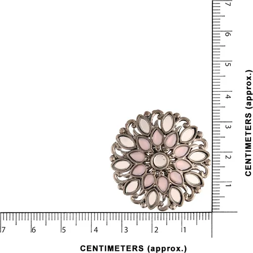 Vista 4 de I Jewels 18k Silver Oxidized Indian Wedding Bollywood Kundan Studded Meena Work Designer Circular Stud Earrings for Women(E2933Z)